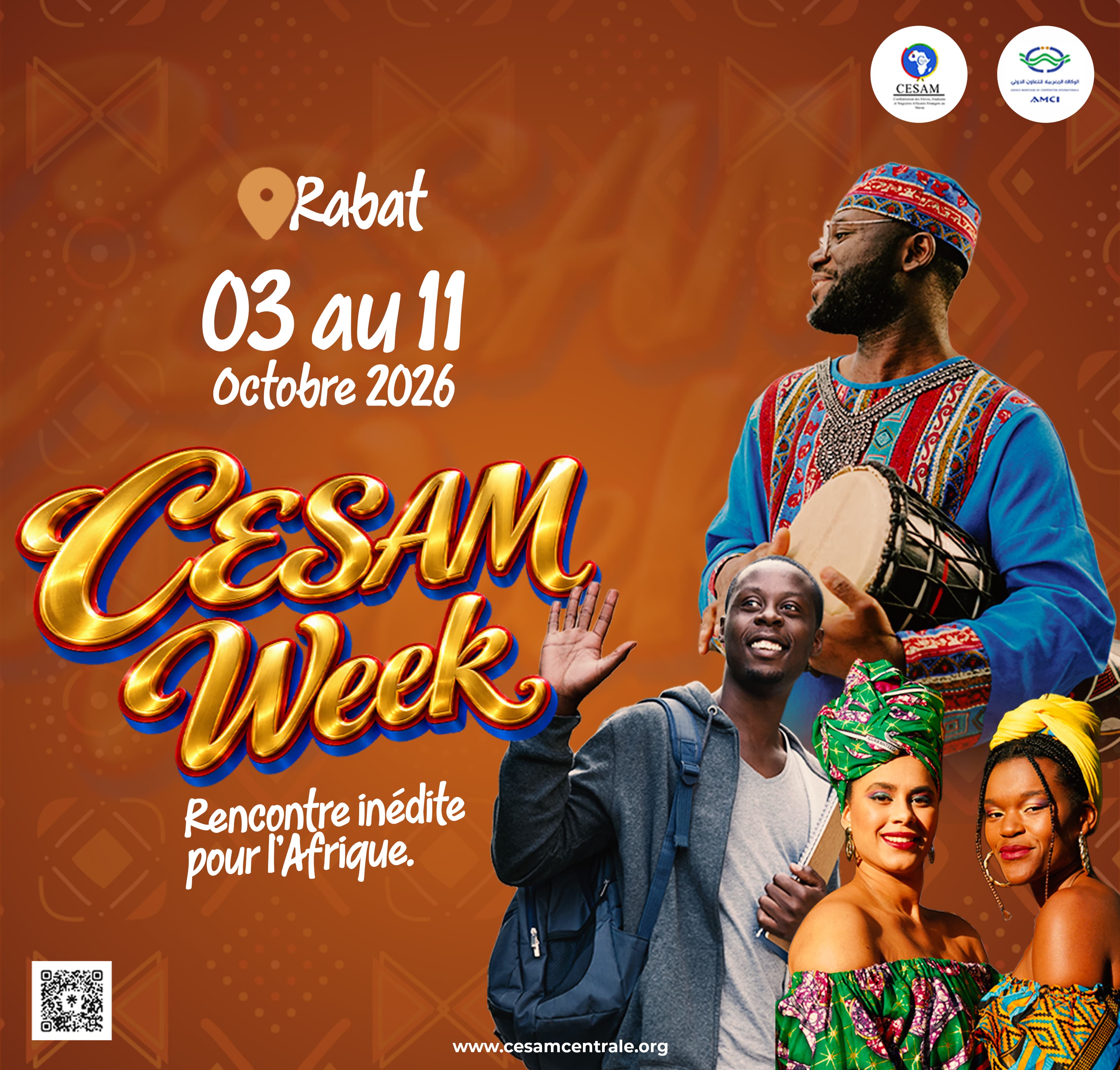 CESAM WEEK 2026 — 45 ans d’Histoire, d’Unité et d’Excellence  📅 Du 3 au 10 octobre 2026 📍 Rabat, Maroc 🎟️ Entrée gratuite — Inscription obligatoire